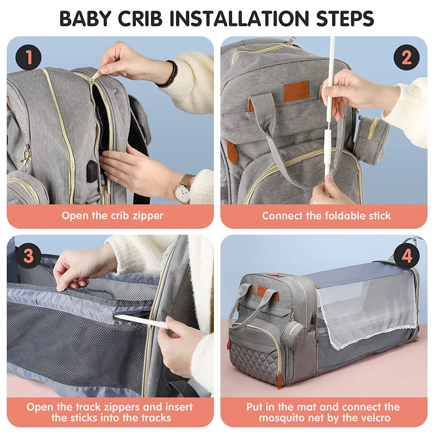 3-in-1 Convertible Baby Travel Crib Backpack ✨🍼