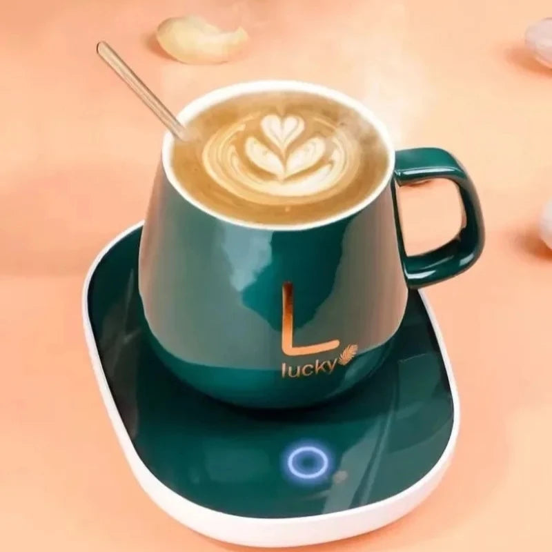 ☕✨ Self-Heating Ceramic Mug With Desk Warmer – Cozy Sips, Anytime (301-400ml)