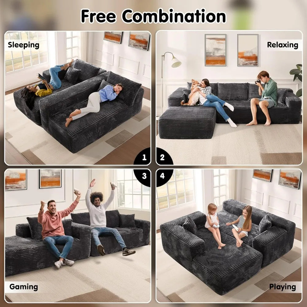 ✨ Luxury L-Shape Sectional Sofa with Deep Seating & Chaise Lounge 🏡 Ultra-Comfort Modular Sofa for Modern Living Rooms & Bedrooms