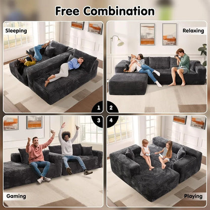 ✨ Luxury L-Shape Sectional Sofa with Deep Seating & Chaise Lounge 🏡 Ultra-Comfort Modular Sofa for Modern Living Rooms & Bedrooms