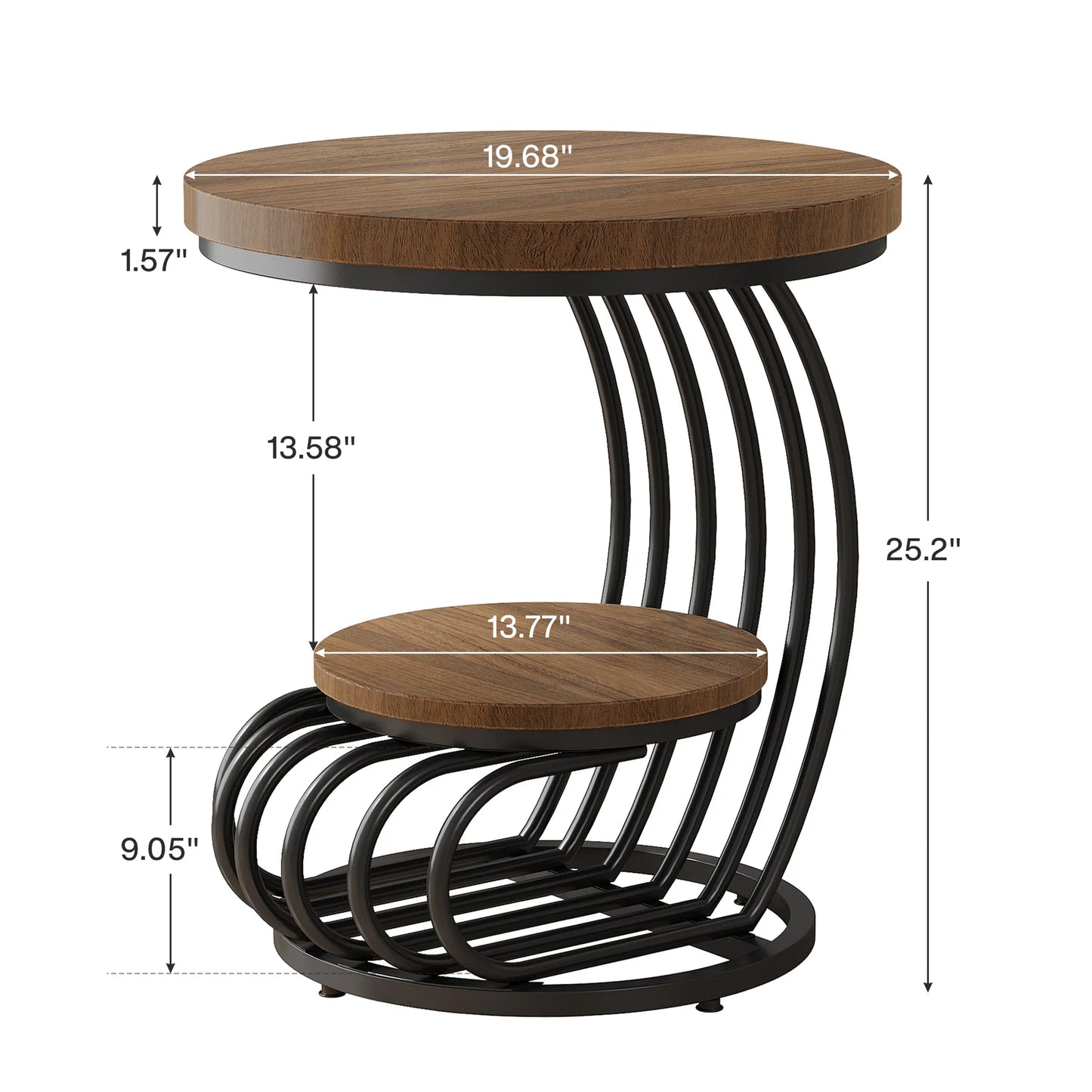 ✨ Modern Gold Round End Table – 2-Tier Faux Marble Side Table with Storage Shelf for Elegant Living Spaces 💫