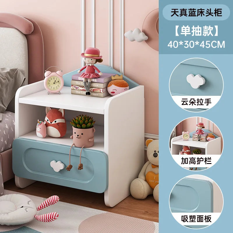 🧸 Cute Kids Bedside Storage Table – Double Drawer Nightstand (Bedroom Organizer)