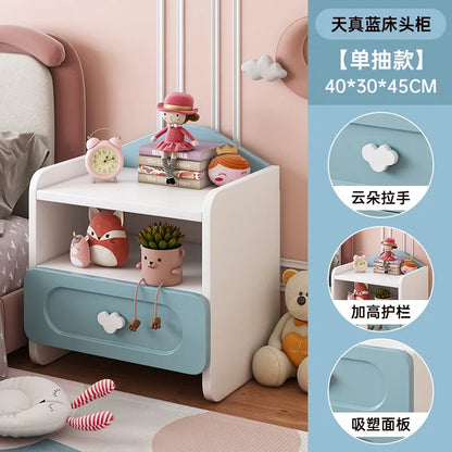 🧸 Cute Kids Bedside Storage Table – Double Drawer Nightstand (Bedroom Organizer)