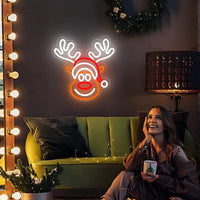 Reindeer Neon LED Light Sign 🎅💡 | Dimmable Christmas Elk Wall Decor for Bedroom, Kids Room & Holiday Parties 🦌✨