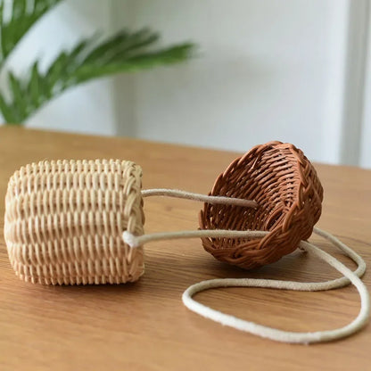 🍄 Handwoven Rattan Mushroom Basket – Adorable Wicker Storage Bag for Kids, Beach & Home Decor 🌿✨