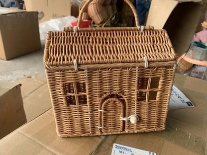 🍄 Handwoven Rattan Mushroom Basket – Adorable Wicker Storage Bag for Kids, Beach & Home Decor 🌿✨