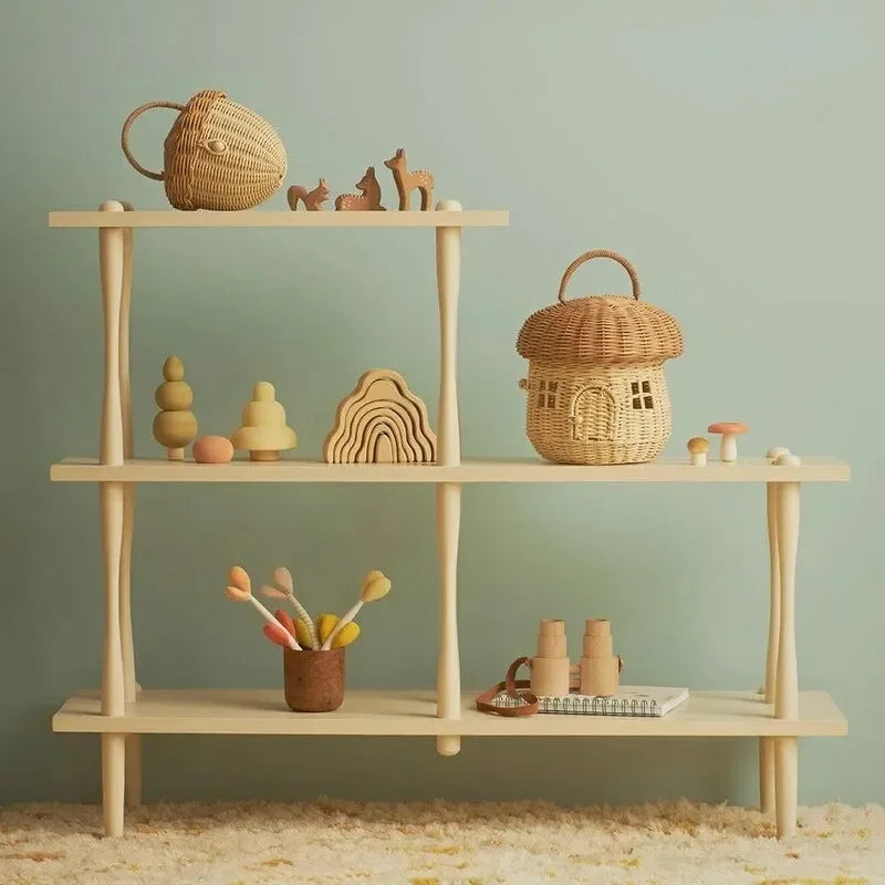 🍄 Handwoven Rattan Mushroom Basket – Adorable Wicker Storage Bag for Kids, Beach & Home Decor 🌿✨
