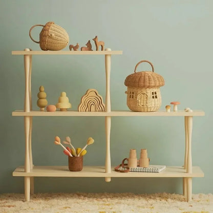 🍄 Handwoven Rattan Mushroom Basket – Adorable Wicker Storage Bag for Kids, Beach & Home Decor 🌿✨