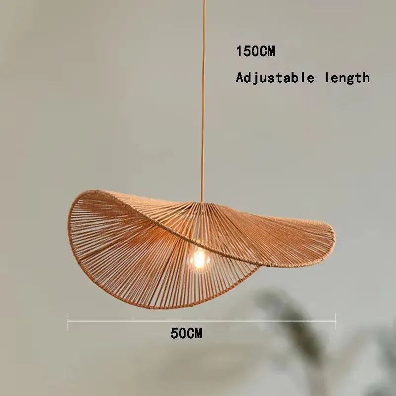🌸 Wabi Sabi Rattan Flower Pendant Lamp – Minimalist Hemp Rope Ceiling Light for Bedroom, Dining & Café Decor ✨