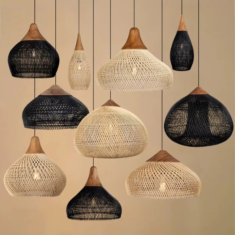 🌾 JOYINLED Japanese Rattan Pendant Lamp – Handwoven Minimalist Hanging Light for Home, Café & Studio Spaces 🏮✨