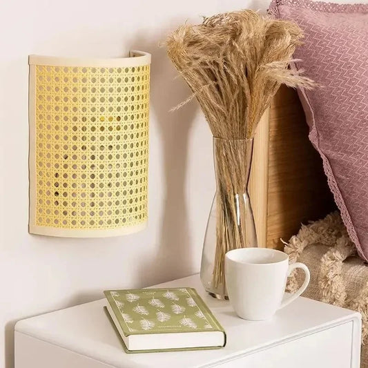 🌾 Handwoven Rattan Wall Sconce – Natural Wicker Lamp for Bedroom, Living Room & Hallway Ambiance 🌙✨