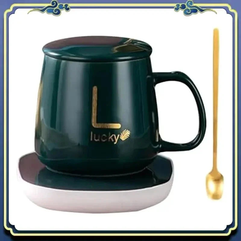 ☕✨ Self-Heating Ceramic Mug With Desk Warmer – Cozy Sips, Anytime (301-400ml)