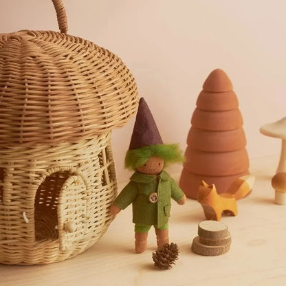 🍄 Handwoven Rattan Mushroom Basket – Adorable Wicker Storage Bag for Kids, Beach & Home Decor 🌿✨