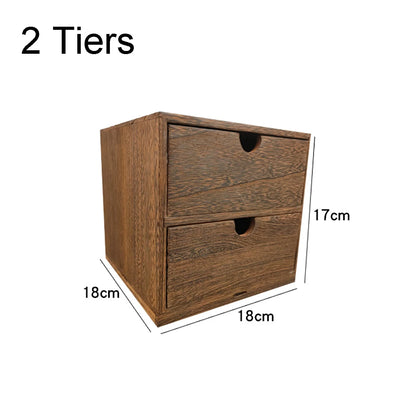 Retro Wooden Drawer Organizer – Small Desktop Multi-Tier Storage Cabinet