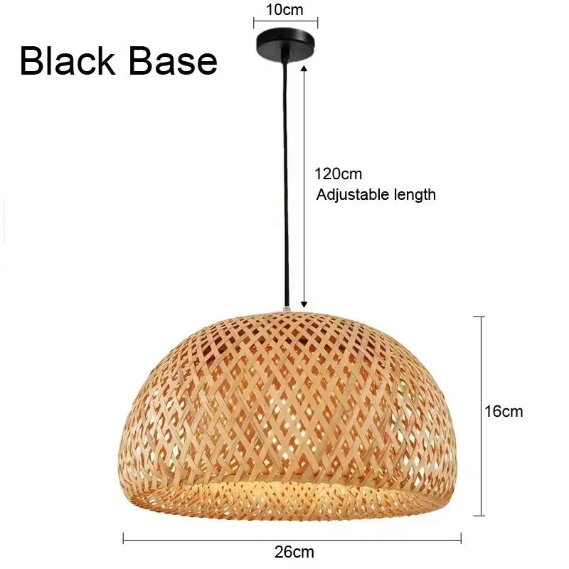 🌾 Handwoven Bamboo Rattan Pendant Lamp – Japanese Style Ceiling Light with Natural Wicker Shade for Bedroom, Dining & Living Spaces ✨