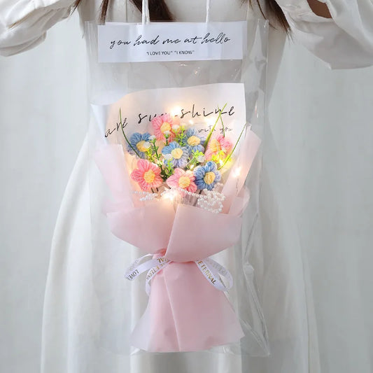 🌸 Handmade LED Crochet Flower Bouquet – A Soft Glow of Love 💡❤️