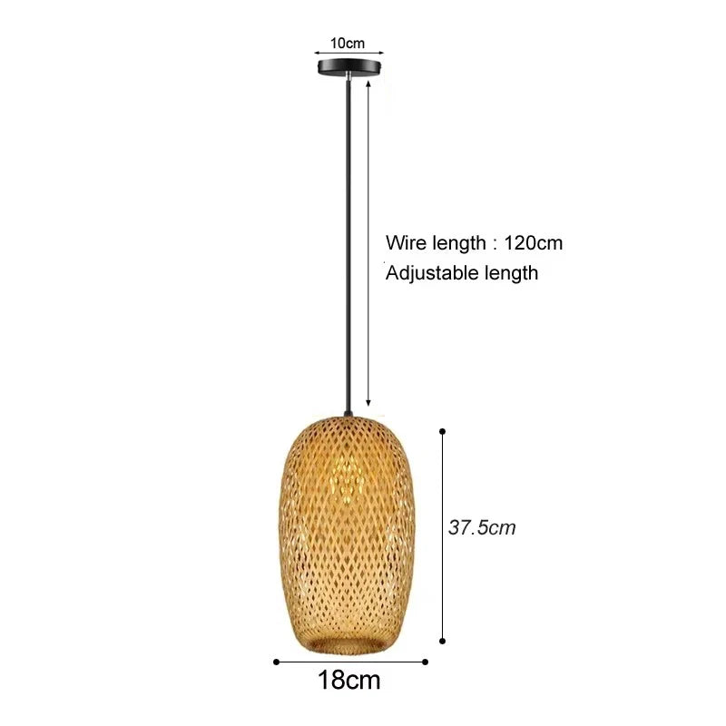 🌾 Handwoven Bamboo Rattan Pendant Lamp – Japanese Style Ceiling Light with Natural Wicker Shade for Bedroom, Dining & Living Spaces ✨