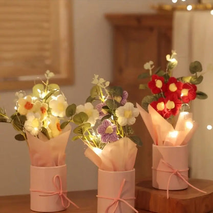 ✨ Glowing Crochet Flower Bouquet – A Warm Light of Love 💖🌷