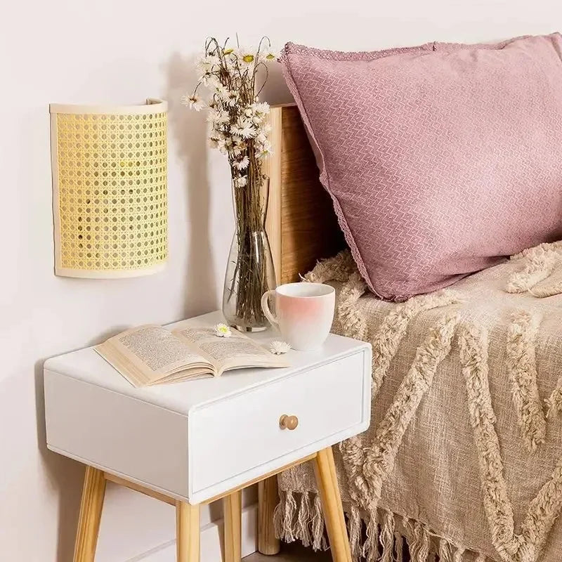 🌾 Handwoven Rattan Wall Sconce – Natural Wicker Lamp for Bedroom, Living Room & Hallway Ambiance 🌙✨