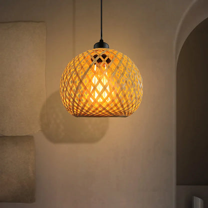 🏮 Handwoven Bamboo Rattan Pendant Lamp – Natural Woven Chandelier Light for Dining & Living Spaces 🌿✨