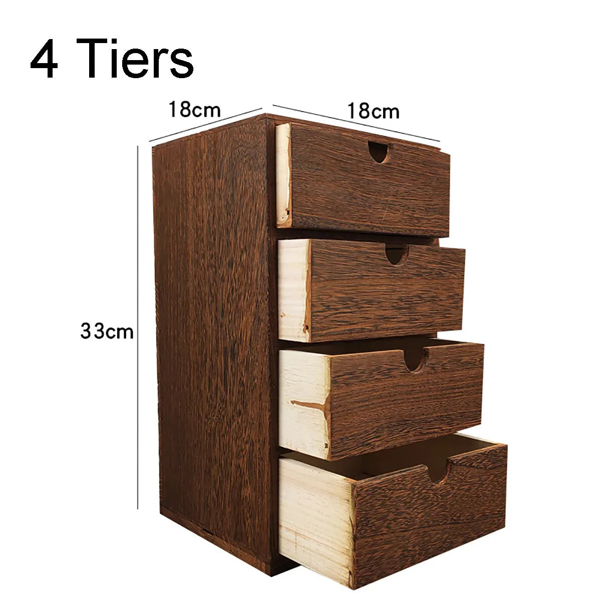 Retro Wooden Drawer Organizer – Small Desktop Multi-Tier Storage Cabinet