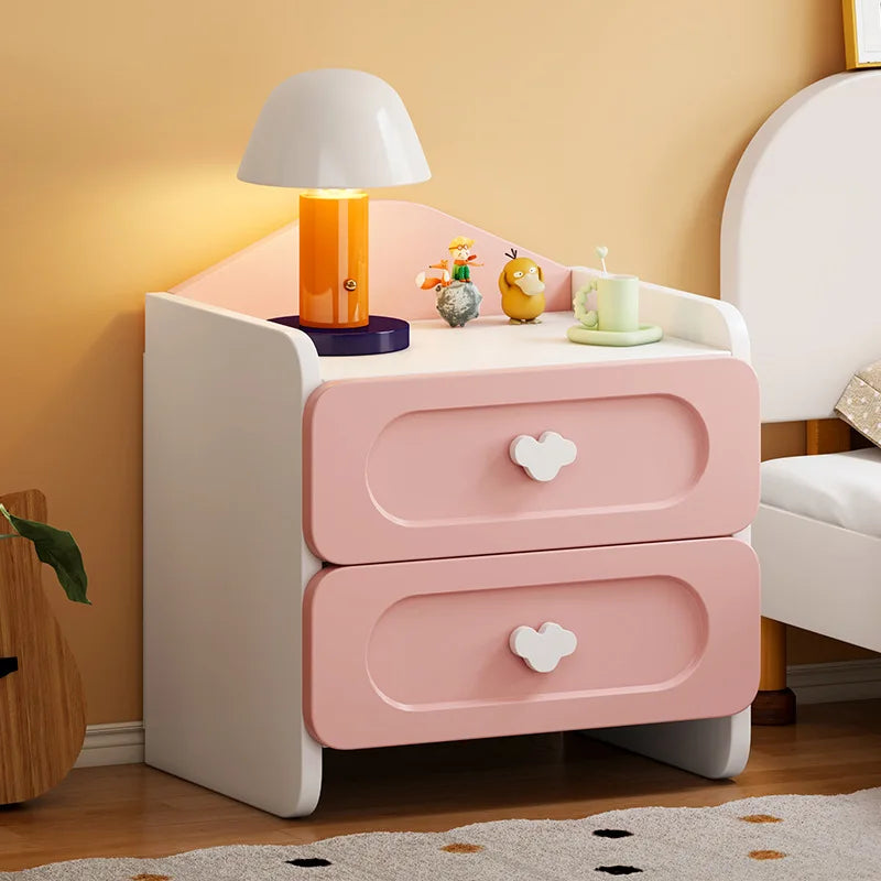 🧸 Cute Kids Bedside Storage Table – Double Drawer Nightstand (Bedroom Organizer)