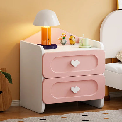 🧸 Cute Kids Bedside Storage Table – Double Drawer Nightstand (Bedroom Organizer)