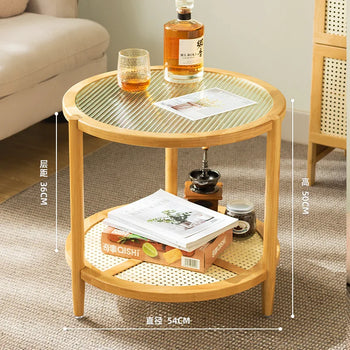 Round Glass & Rattan Coffee Table – Boho Chic Side Table for Living Room or Bedroom 🌿☕