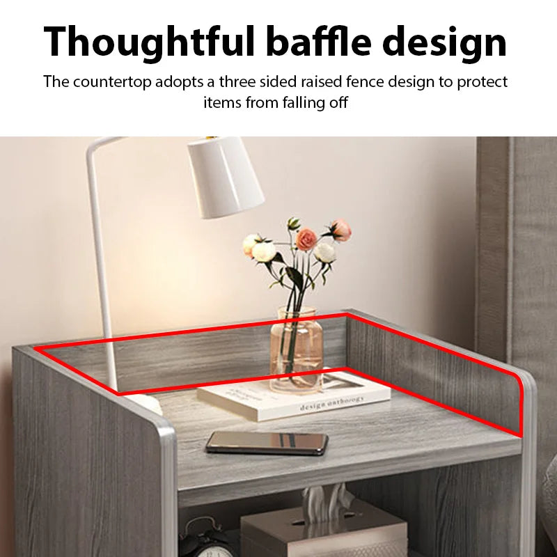 🪑 Modern Bedside Storage Table – Multi-Layer Nightstand with Drawer & Side Cabinet (Smart Bedroom Organizer)