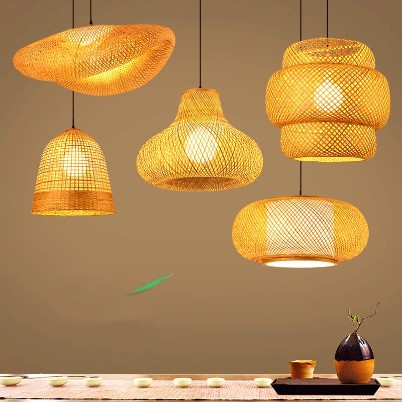 🌾 Handwoven Rattan Wicker Pendant Lamp – Japanese Wooden Ceiling Light for Dining, Bedroom & Farmhouse Décor ✨
