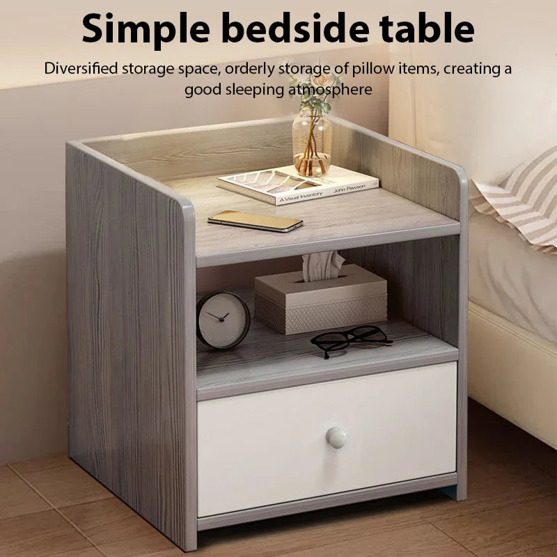 🪑 Modern Bedside Storage Table – Multi-Layer Nightstand with Drawer & Side Cabinet (Smart Bedroom Organizer)