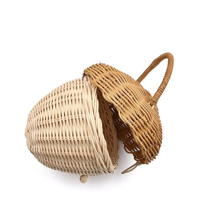 🍄 Handwoven Rattan Mushroom Basket – Adorable Wicker Storage Bag for Kids, Beach & Home Decor 🌿✨