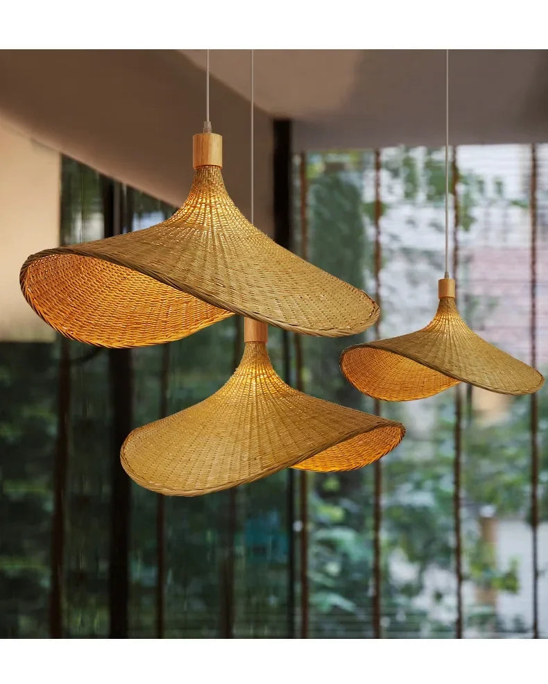 🌾 2025 Handwoven Bamboo Rattan Pendant Lamp – Japanese Style Ceiling Light for Bedroom, Dining & Living Spaces ✨