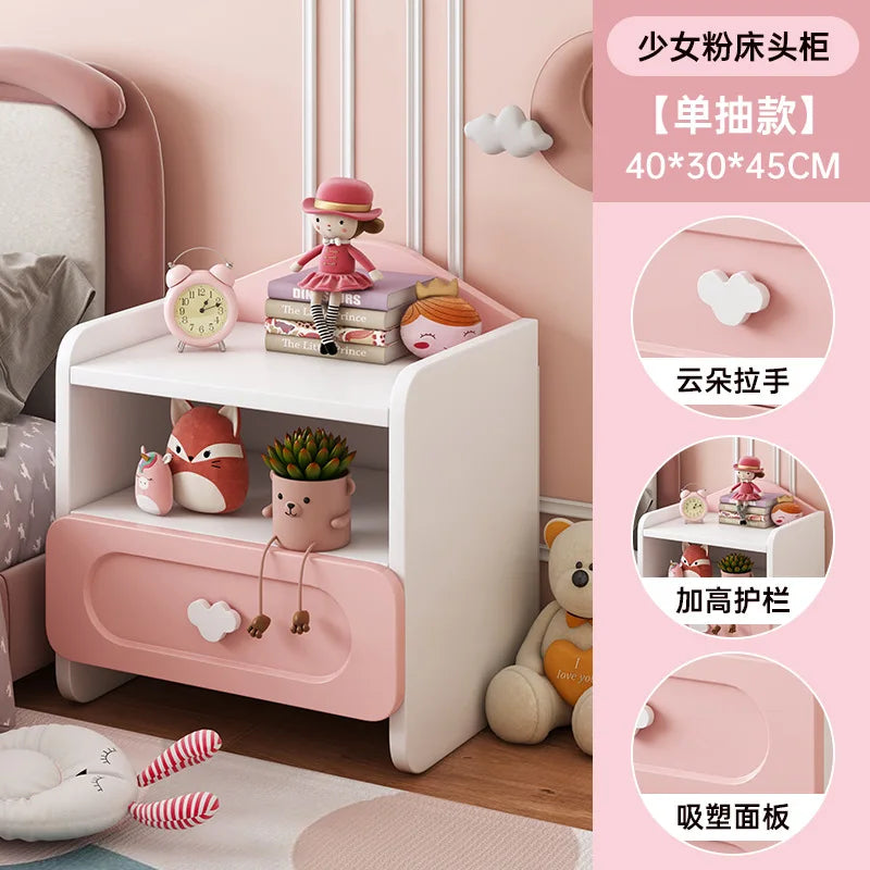 🧸 Cute Kids Bedside Storage Table – Double Drawer Nightstand (Bedroom Organizer)