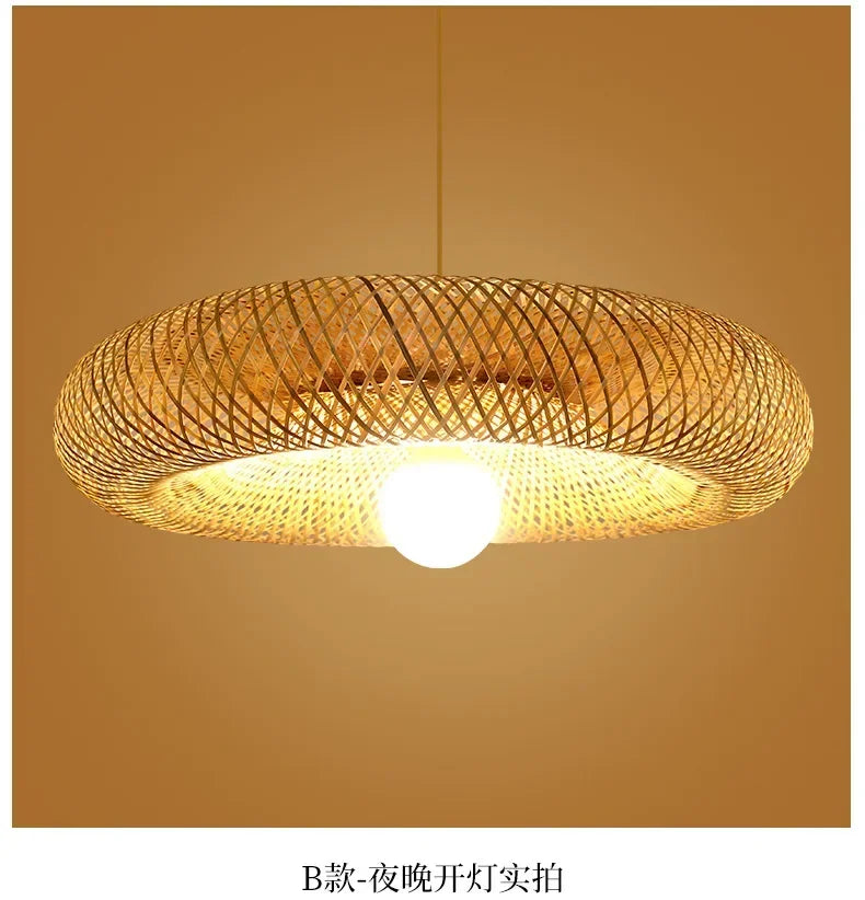 🌾 Handwoven Bamboo Pendant Light – 36cm LED Ceiling Lamp for Dining, Bedroom & Living Room | Natural Southeast Asian Style ✨