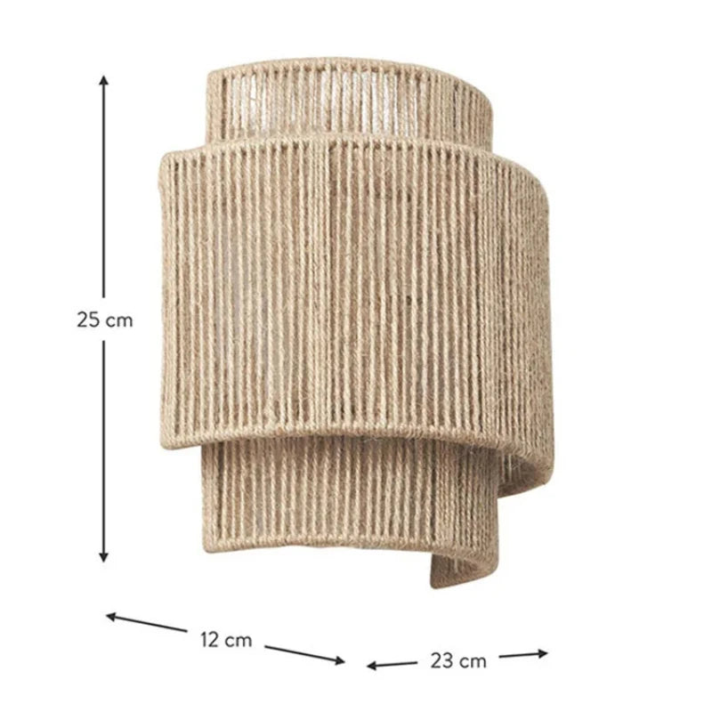 🌾 Retro Rattan Weaving Wall Lamp – Handwoven Hemp Rope Sconce with Soft LED Glow for Bedroom & Living Spaces ✨