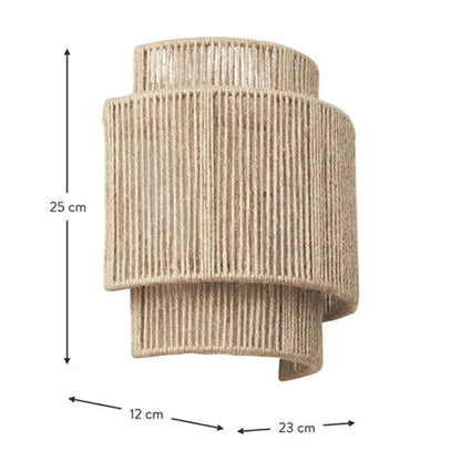 🌾 Retro Rattan Weaving Wall Lamp – Handwoven Hemp Rope Sconce with Soft LED Glow for Bedroom & Living Spaces ✨