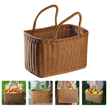 🧺 Handwoven Wicker Picnic & Storage Basket – Eco-Friendly Rattan Tote with Handle for Home, Garden & Beach 🌿✨