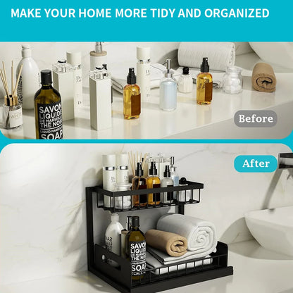 TidyTroves™ – Under-Sink Sliding Storage Organizer (2-Tier Cabinet Space-Saver)