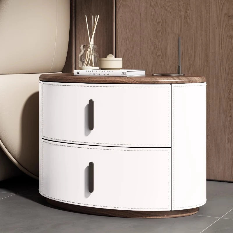 🛏️✨ Modern Italian-Style Nightstand – Minimal, Curved Design Bedside Table with Hidden Storage