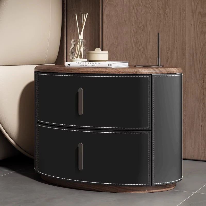 🛏️✨ Modern Italian-Style Nightstand – Minimal, Curved Design Bedside Table with Hidden Storage