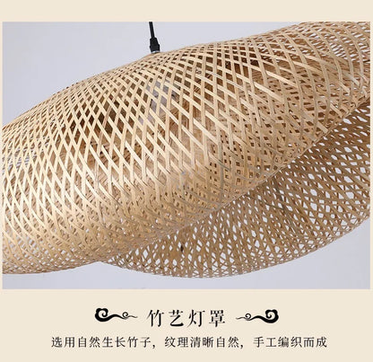 🌾 Handwoven Bamboo Rattan Pendant Lamp – Japanese Style Ceiling Light with Natural Wicker Shade for Bedroom, Dining & Living Spaces ✨
