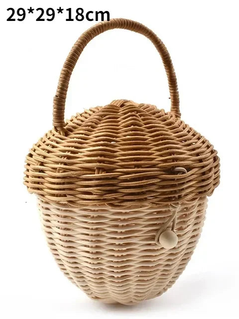 🍄 Handwoven Rattan Mushroom Basket – Adorable Wicker Storage Bag for Kids, Beach & Home Decor 🌿✨