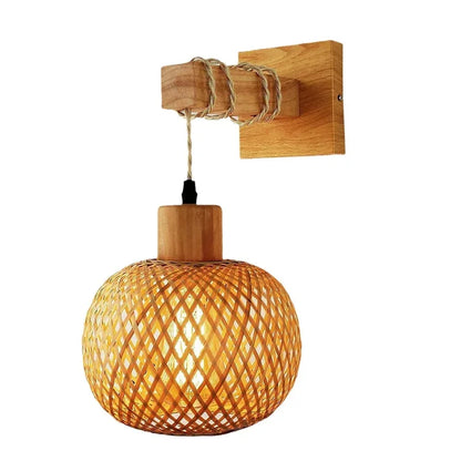 🌿 Handwoven Bamboo Lantern Wall Lamp – Natural Rattan Wicker Light for Bedroom, Living Room & Hallway ✨
