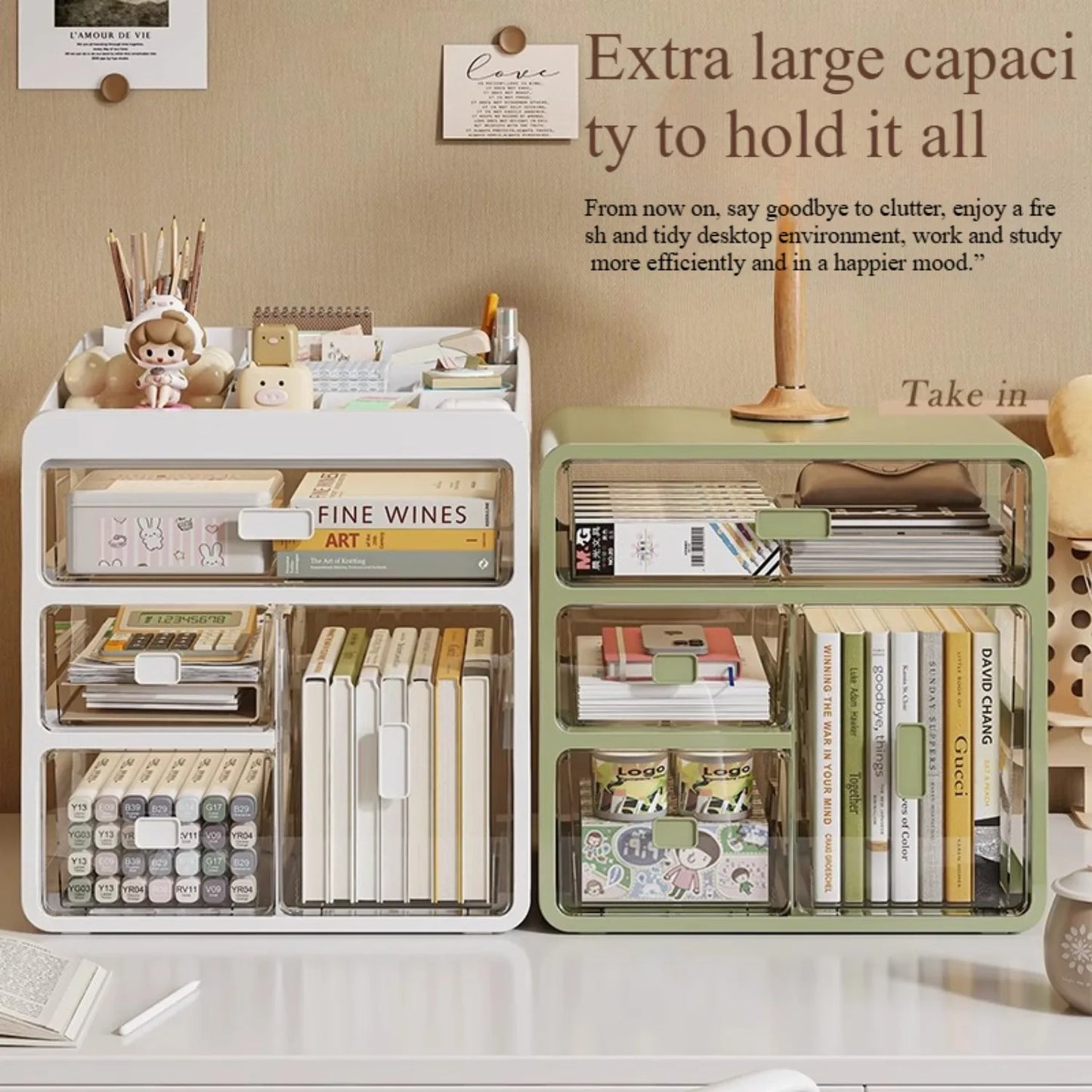 Multi-Layer Desktop Organizer Shelf with Drawers – Stationery & Study Desk Storage Box