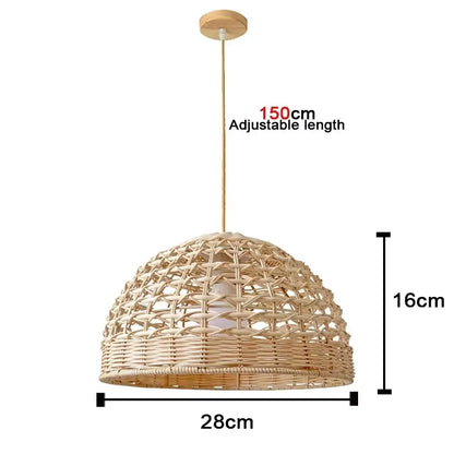 🌾 Handwoven Bamboo Rattan Pendant Lamp – Japanese Style Ceiling Light with Natural Wicker Shade for Bedroom, Dining & Living Spaces ✨