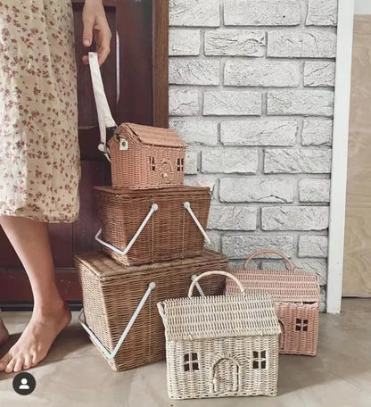 🍄 Handwoven Rattan Mushroom Basket – Adorable Wicker Storage Bag for Kids, Beach & Home Decor 🌿✨