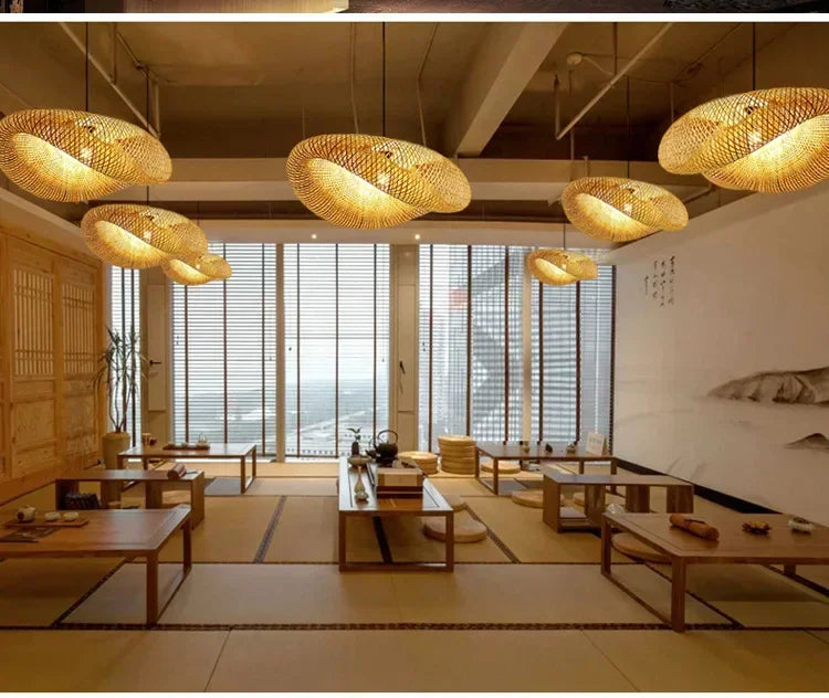 🌾 Handwoven Bamboo Pendant Light – 36cm LED Ceiling Lamp for Dining, Bedroom & Living Room | Natural Southeast Asian Style ✨