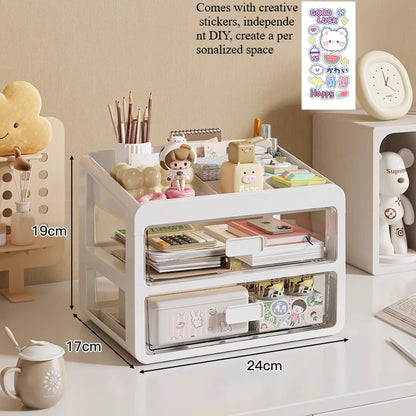 Multi-Layer Desktop Organizer Shelf with Drawers – Stationery & Study Desk Storage Box