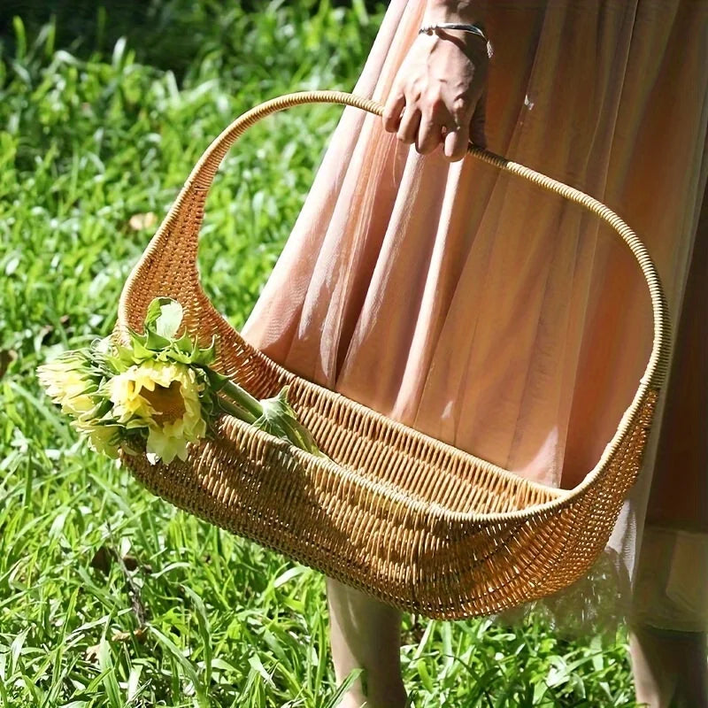 🍞 Handwoven Rattan Bread & Fruit Basket – Rustic Farmhouse Style Tray for Kitchen, Dining & Table Decor 🌿✨